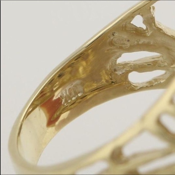 10k solid gold blue sapphire Diamond ring - Picture 5 of 8